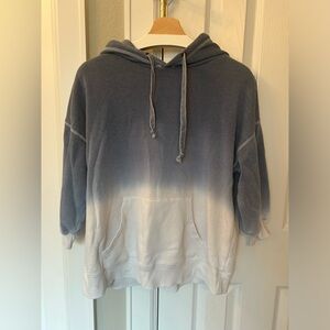 Soft, cozy ombré hoodie, sleeves shortened to 3/4 length